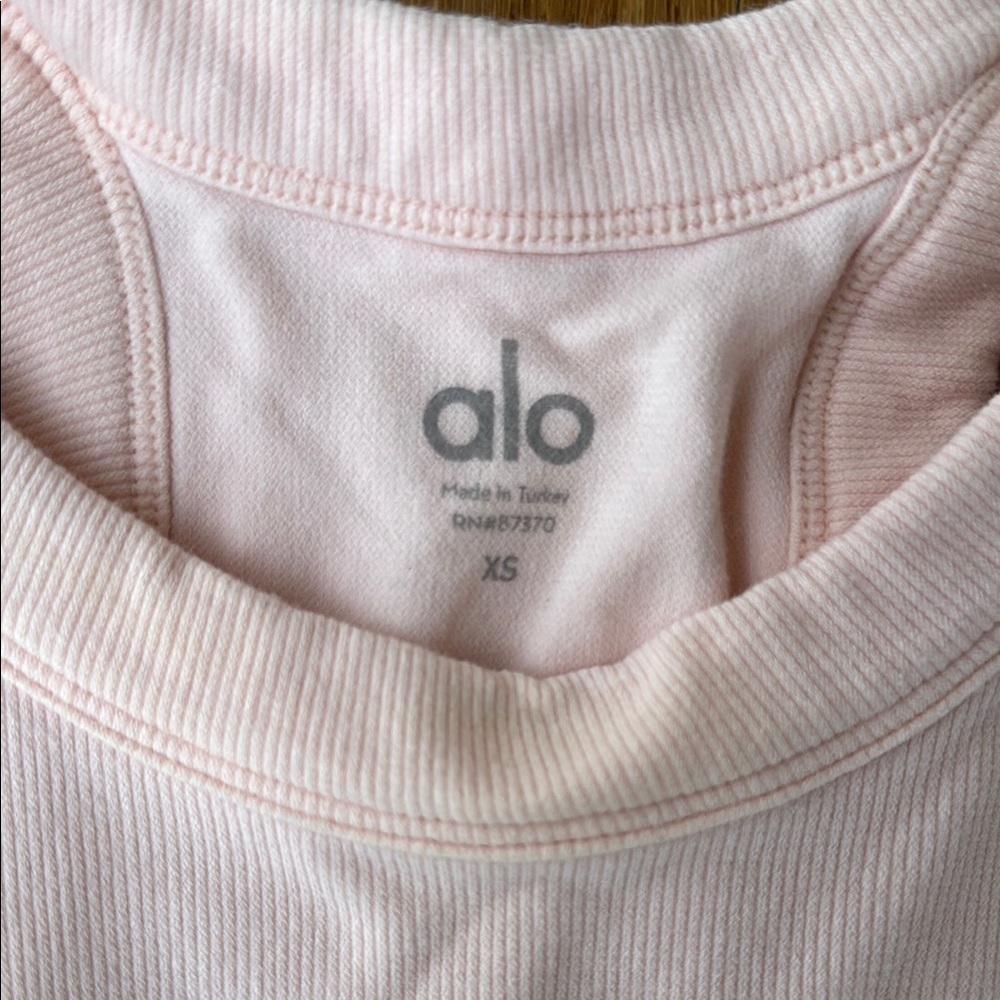 ALO Yoga Light Pink Ribbed Racerback Tank Top - Picture 2 of 3
